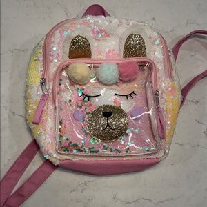 Glittery Bear Kids Backpack - Pink and Gold